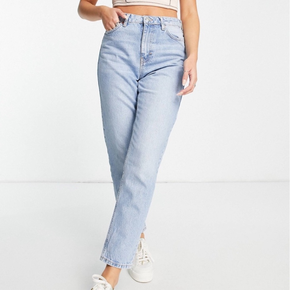 Topshop Moto Mom Ankle Light Wash Jeans